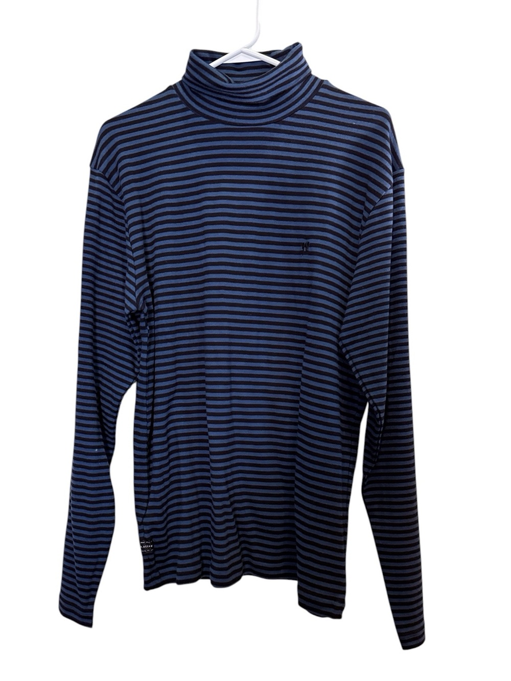 10.Deep Streetwear Mens Black and Blue Heavy Cotton Striped Turtleneck/Jersey M
